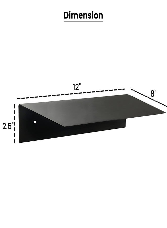 SIMOND STORE Black Floating Shelves for Wall - 12" X 8" Small Floating Shelves - Metal Heavy Duty Floating Shelf Brackets for Gaming, Console, PlayStation Shelf, Tv Shelf for Wall Mounted Tv… - Image 2